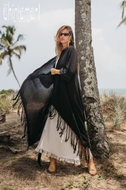 Cotton Wrap Cardigan / Black