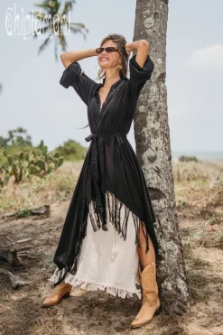 Cotton Wrap Cardigan / Black