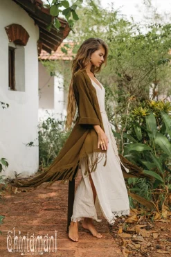 Cotton Wrap Cardigan / Brown