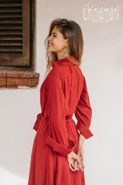 Cotton Wrap Cardigan / Red Ochre