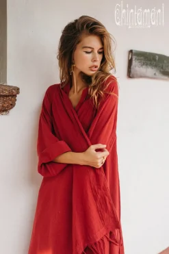 Cotton Wrap Cardigan / Red Ochre