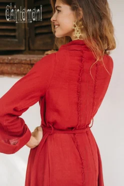 Cotton Wrap Cardigan / Red Ochre