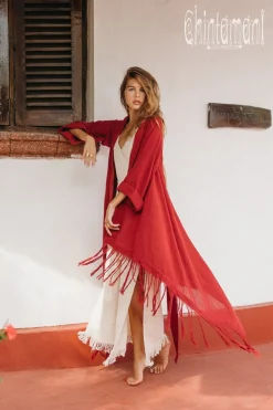 Cotton Wrap Cardigan / Red Ochre