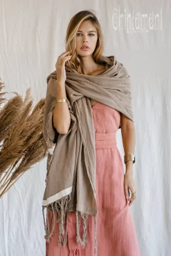 Cotton Wrap Shawl / Coffee