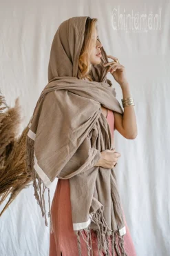Cotton Wrap Shawl / Coffee