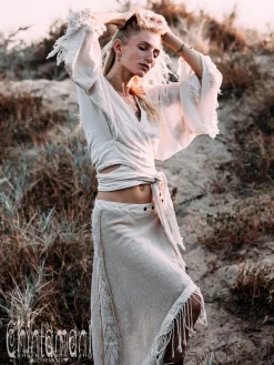 Cotton Wrap Skirt / Beige