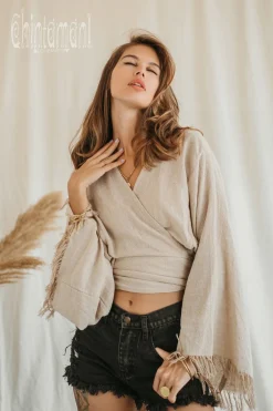 Cotton Wrap Top / Beige