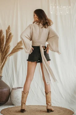 Cotton Wrap Top / Beige