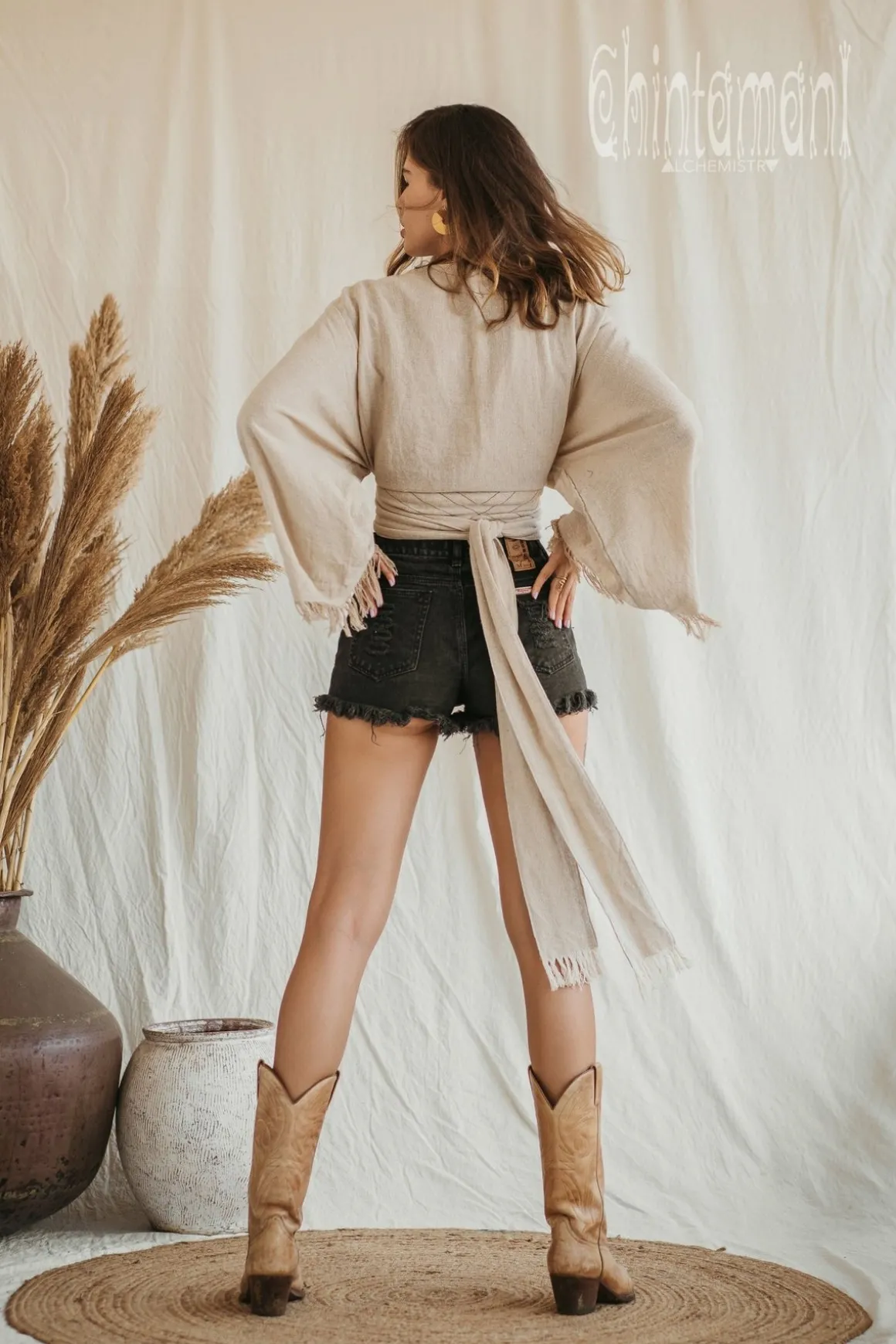 Cotton Wrap Top / Beige