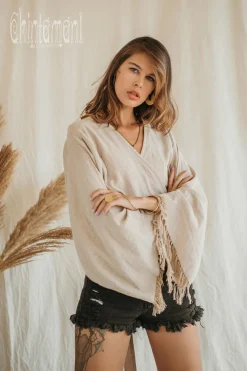 Cotton Wrap Top / Beige