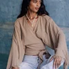 Cotton Wrap Top / Coffee