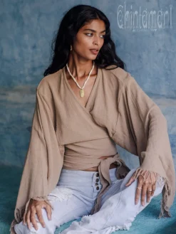 Cotton Wrap Top / Coffee