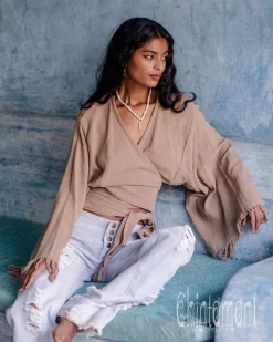 Cotton Wrap Top / Coffee
