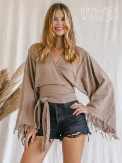 Cotton Wrap Top / Coffee