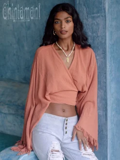 Cotton Wrap Top / Pink