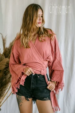 Cotton Wrap Top / Pink