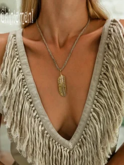 Feather Pendant Brass