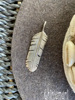 Feather Pendant Brass