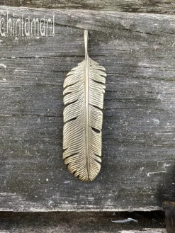 Feather Pendant Brass