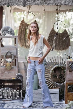 Flared Denim Pants / Blue