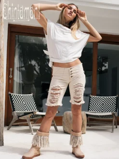 Flared Denim Pants / Off White