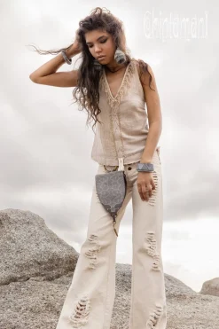 Flared Denim Pants / White