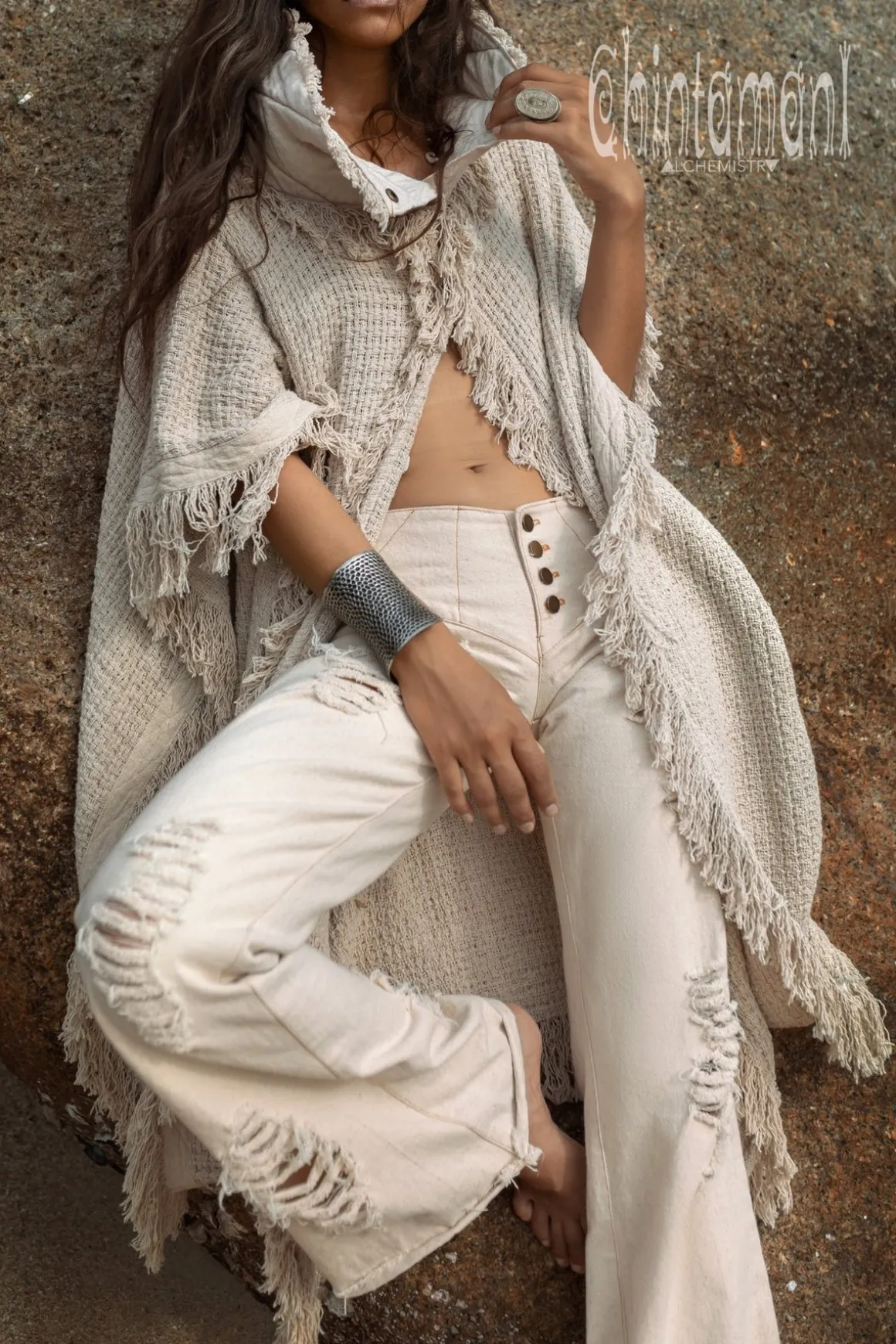 Flared Denim Pants / White