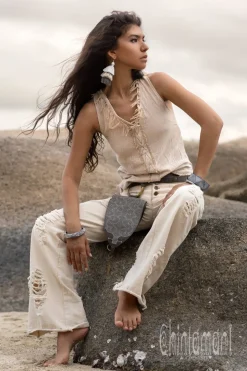 Flared Denim Pants / White