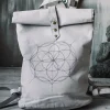 Flower RollTop Backpack / Light Gray
