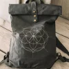 Flower RollTop Backpack / Dark Grey