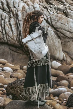 Flower RollTop Backpack / Light Gray