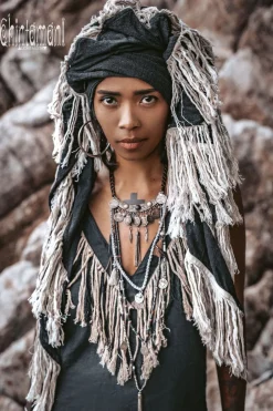 Fringe Boho Shawl / Black