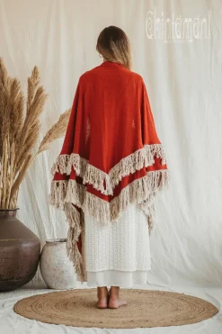 Fringe Boho Shawl / Red Ochre