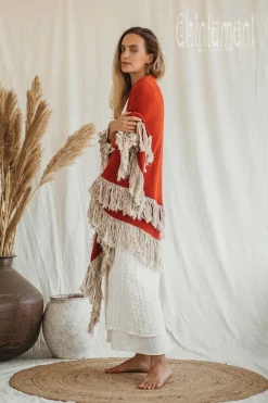 Fringe Boho Shawl / Red Ochre
