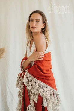 Fringe Boho Shawl / Red Ochre