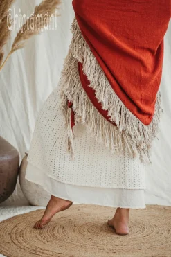 Fringe Boho Shawl / Red Ochre