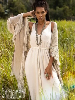 Fringe Boho Shawl / Sage Green