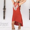 Fringe Linen Mini Dress / Red Ochre