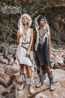 Fringe Linen Mini Dress / Black