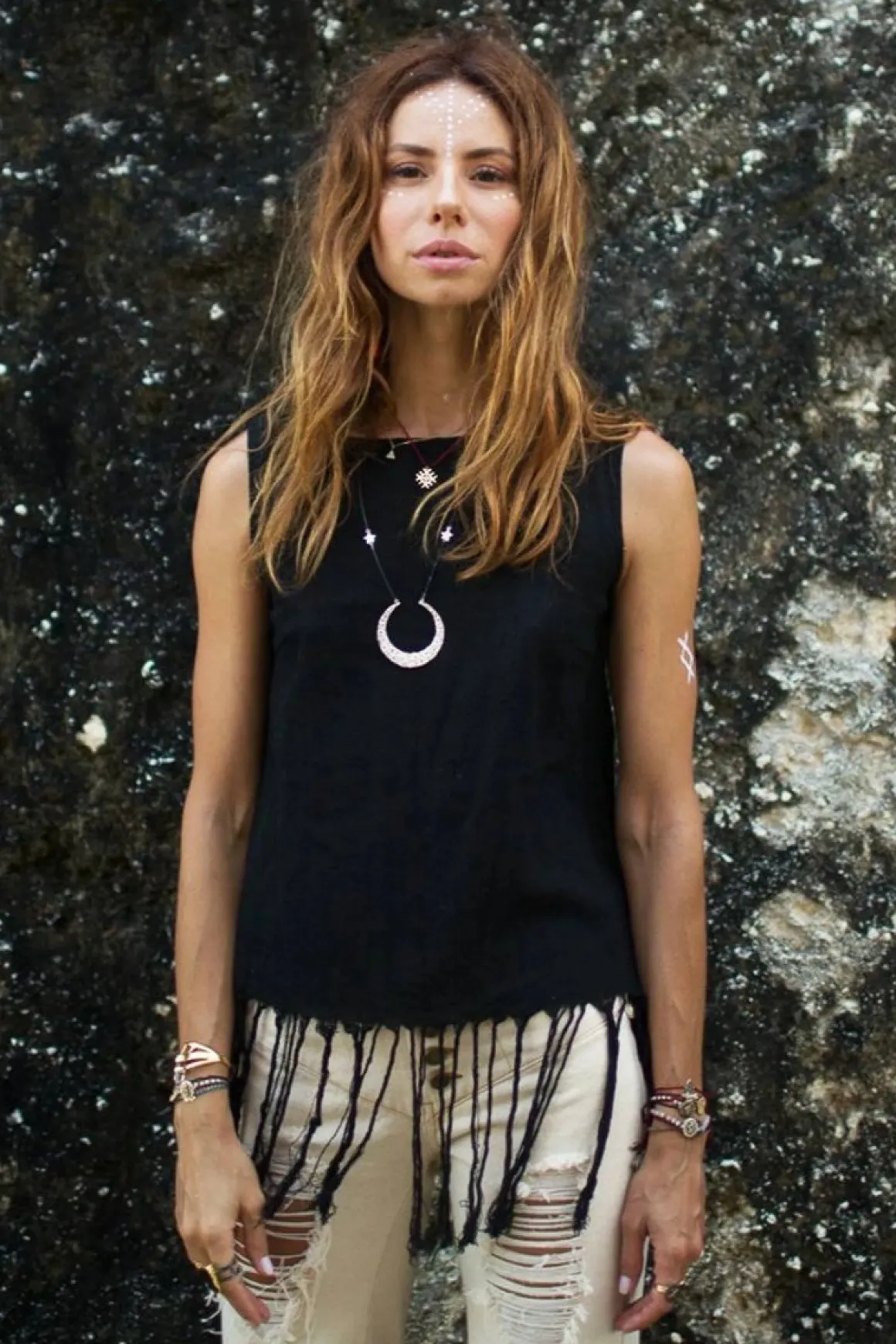 Fringe Tank Top / Black