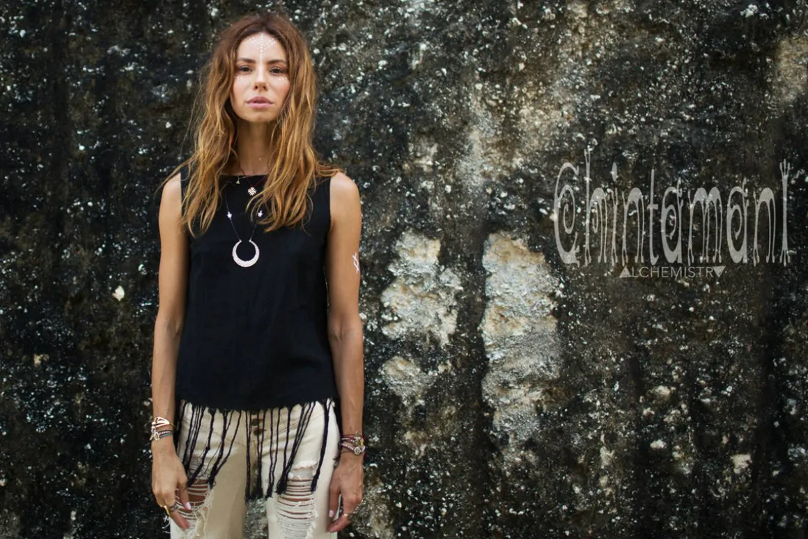Fringe Tank Top / Black
