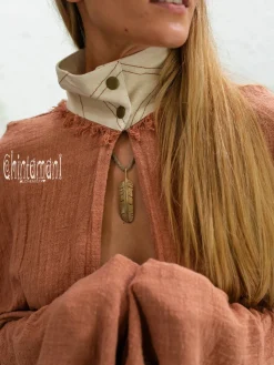 Fringed Cotton Poncho / Dusty Pink