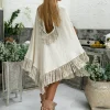 Fringed Cotton Poncho / Off White