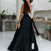Fringed Maxi Dress / Black