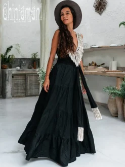 Fringed Maxi Dress / Black