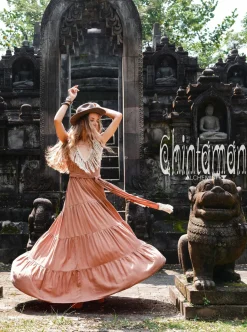 Fringed Maxi Dress / Dusty Pink