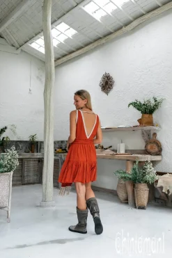 Fringed Midi Dress / Red Ochre