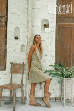 Fringed Midi Dress / Sage