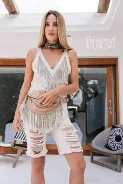 Fringy Banana Bag / Beige