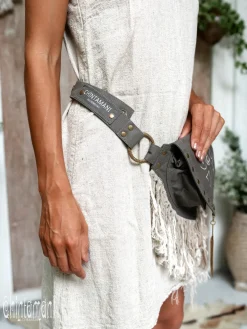 Fringy Banana Bag / Dark Gray